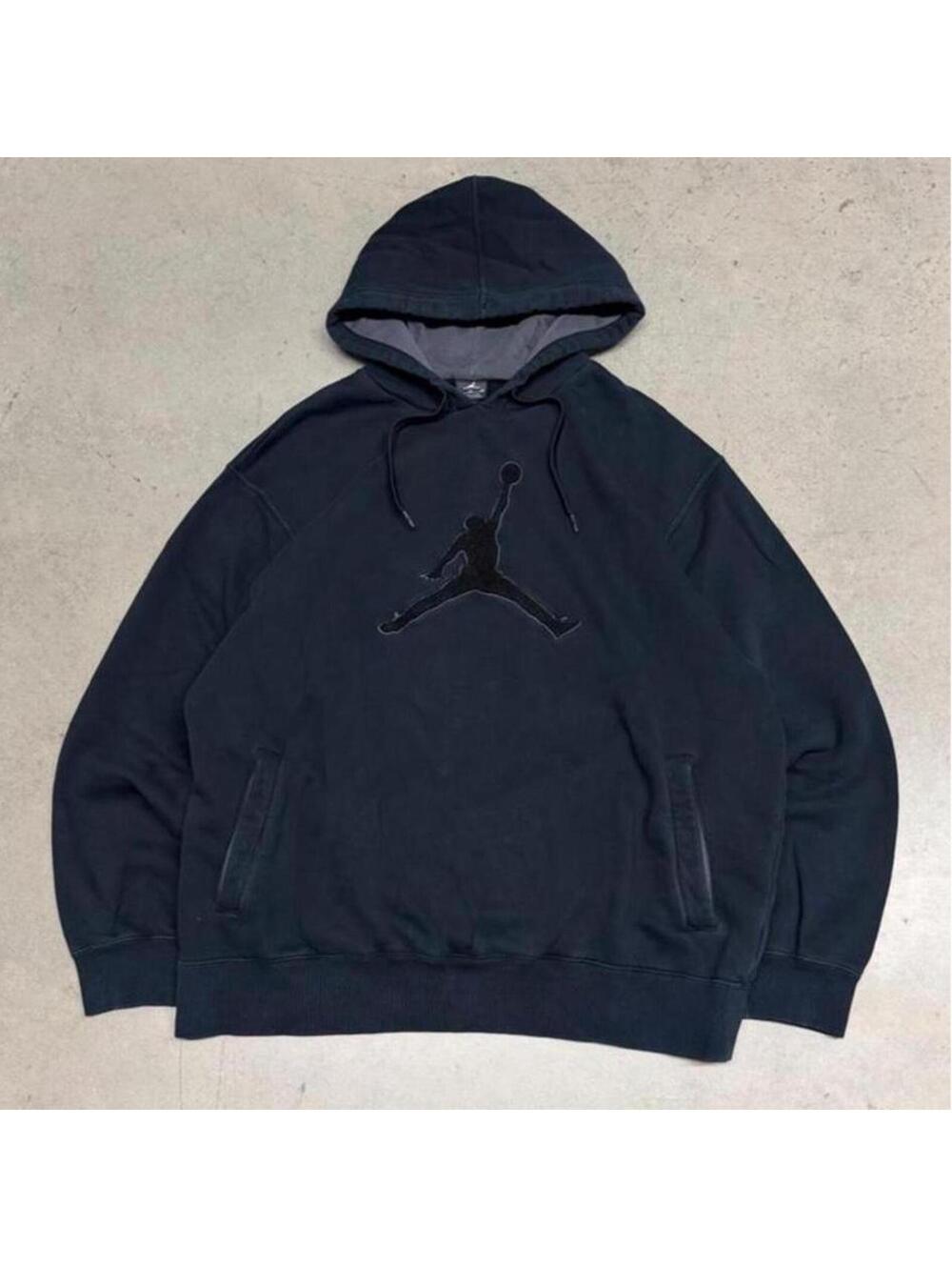 Jordan Hoodie Mens XL Black Chenille Jumpman Fleece Activewear Nike Basketball